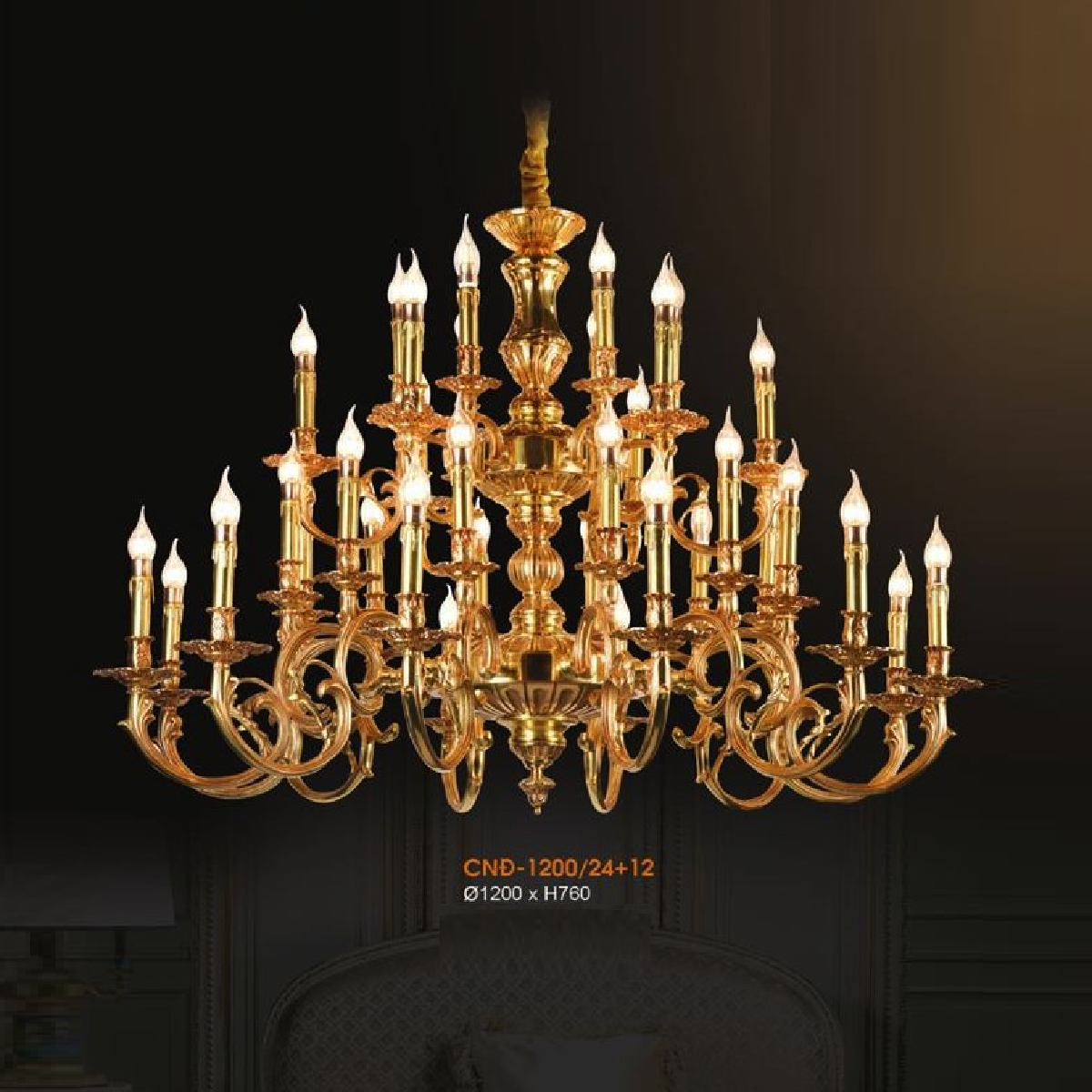 Đèn chùm đồng DGR-VR1200/24+12