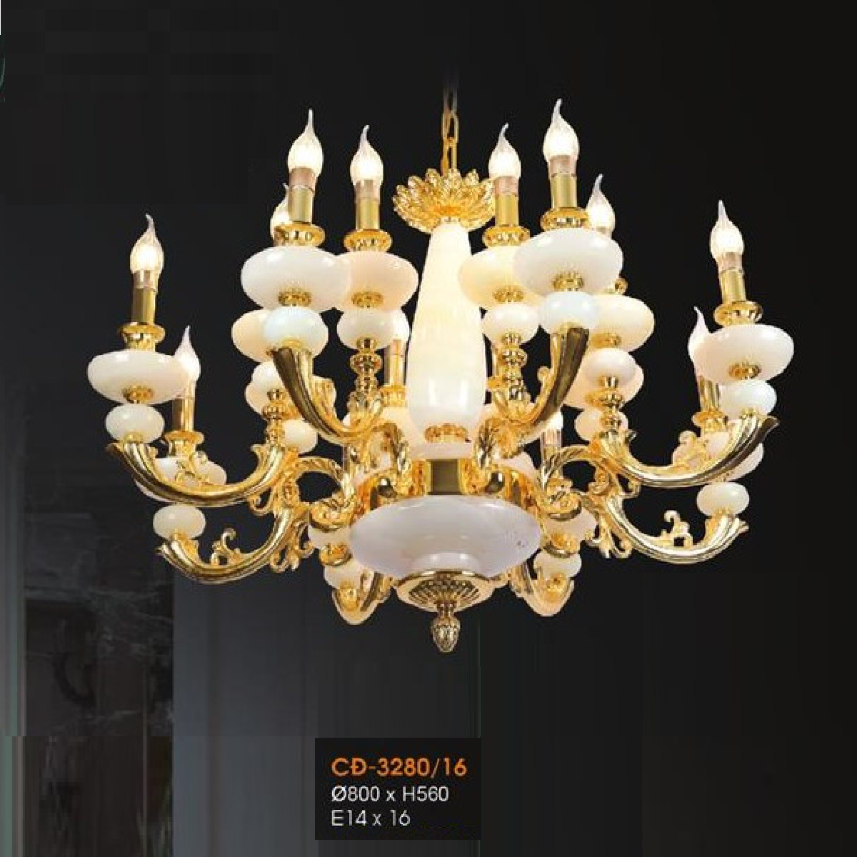 Đèn chùm đồng đá DGR-VR3280/16