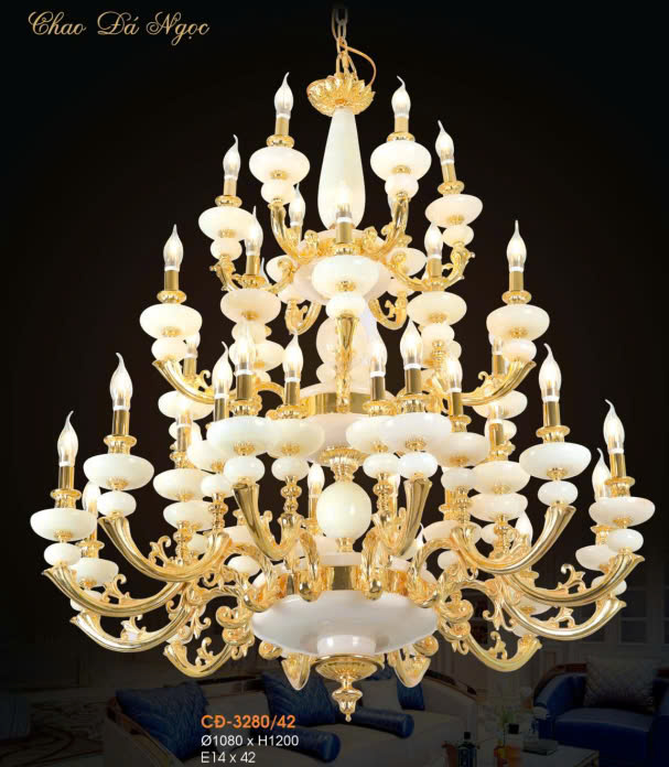 Đèn chùm đồng đá DGR-VR3280/42