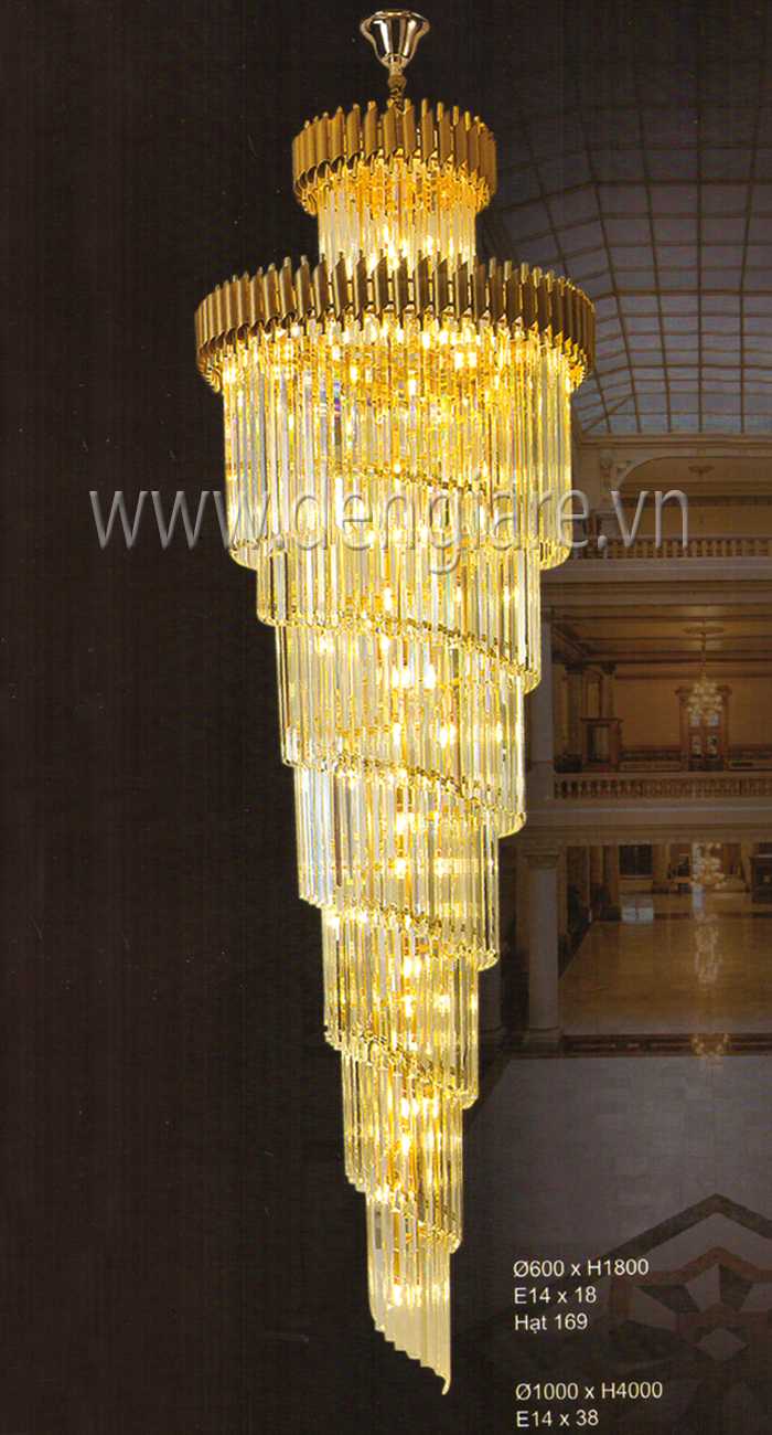 Đèn thả pha lê thả thông tầng DGR-HF3511 Ø60cm