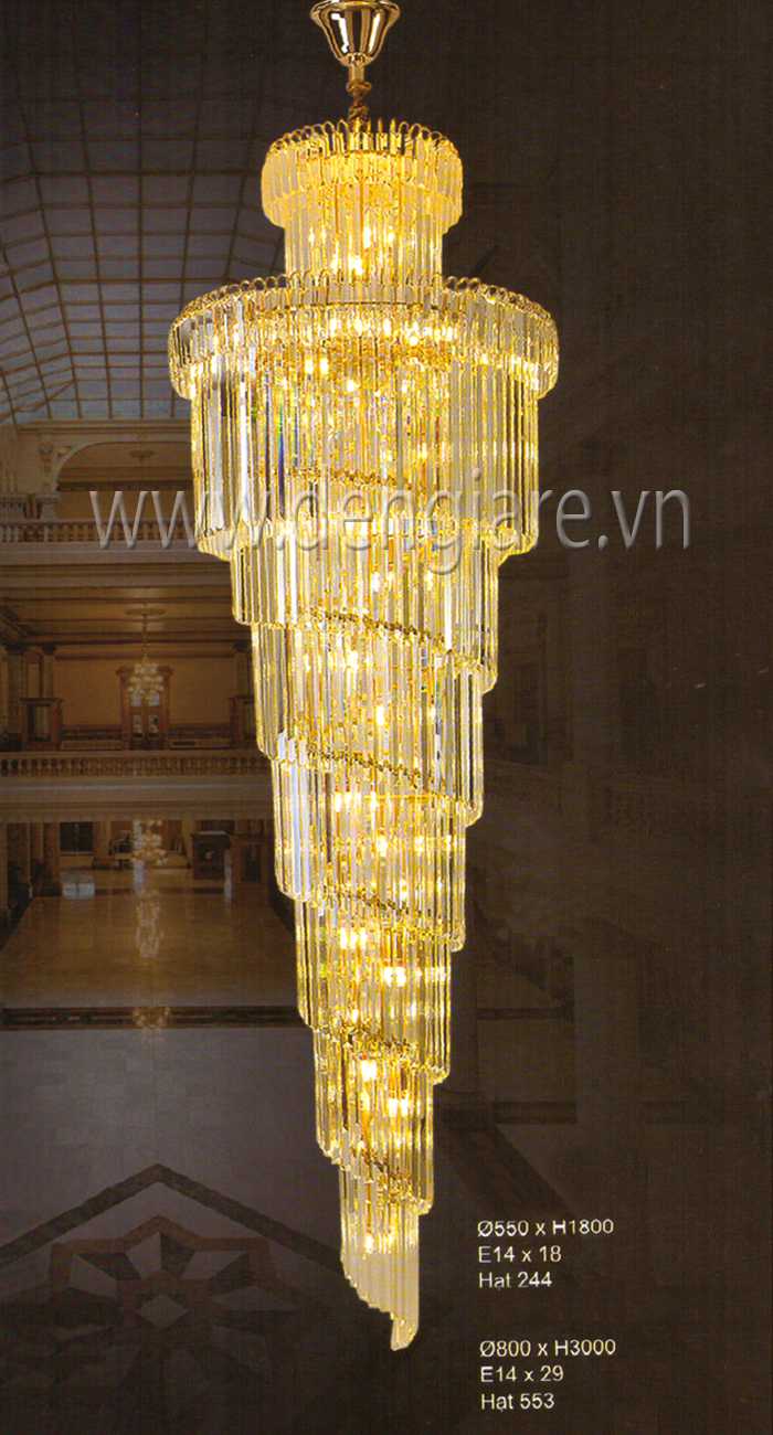 Đèn pha lê thả thông tầng DGR-HF3512 Ø55cm